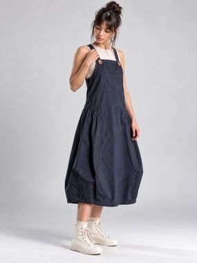 Lurdes Bergada Black Bubble Pinafore Overall Dress Size S Avant Garde Lagenlook